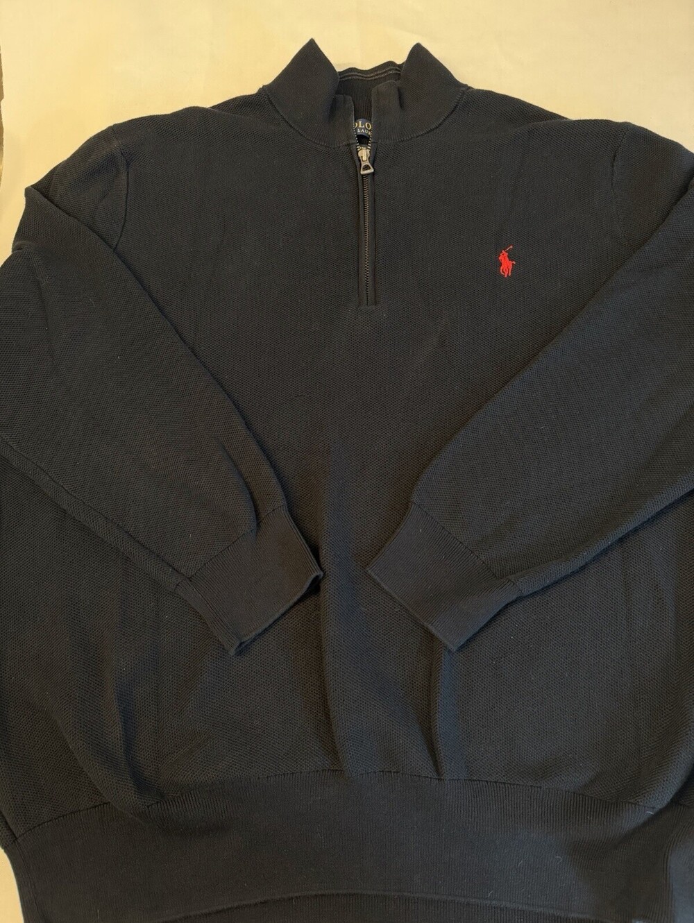 Polo Ralph Lauren 3XB Quarter Zip Sweater Black Pima Cotton Red Pony Big Tall